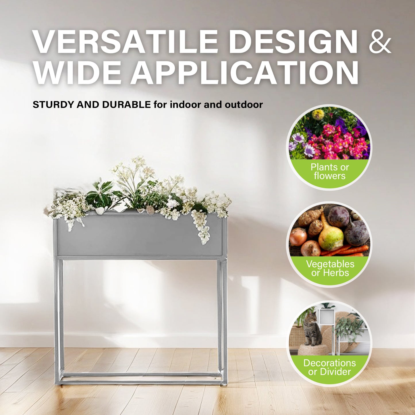 Cocoyard 28 Inch Durable Raised Garden Bed, Narrow Plant Stand, Gray