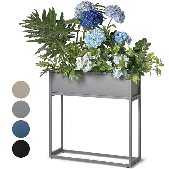 28” Industrial Style Metal Planter Box, Gray