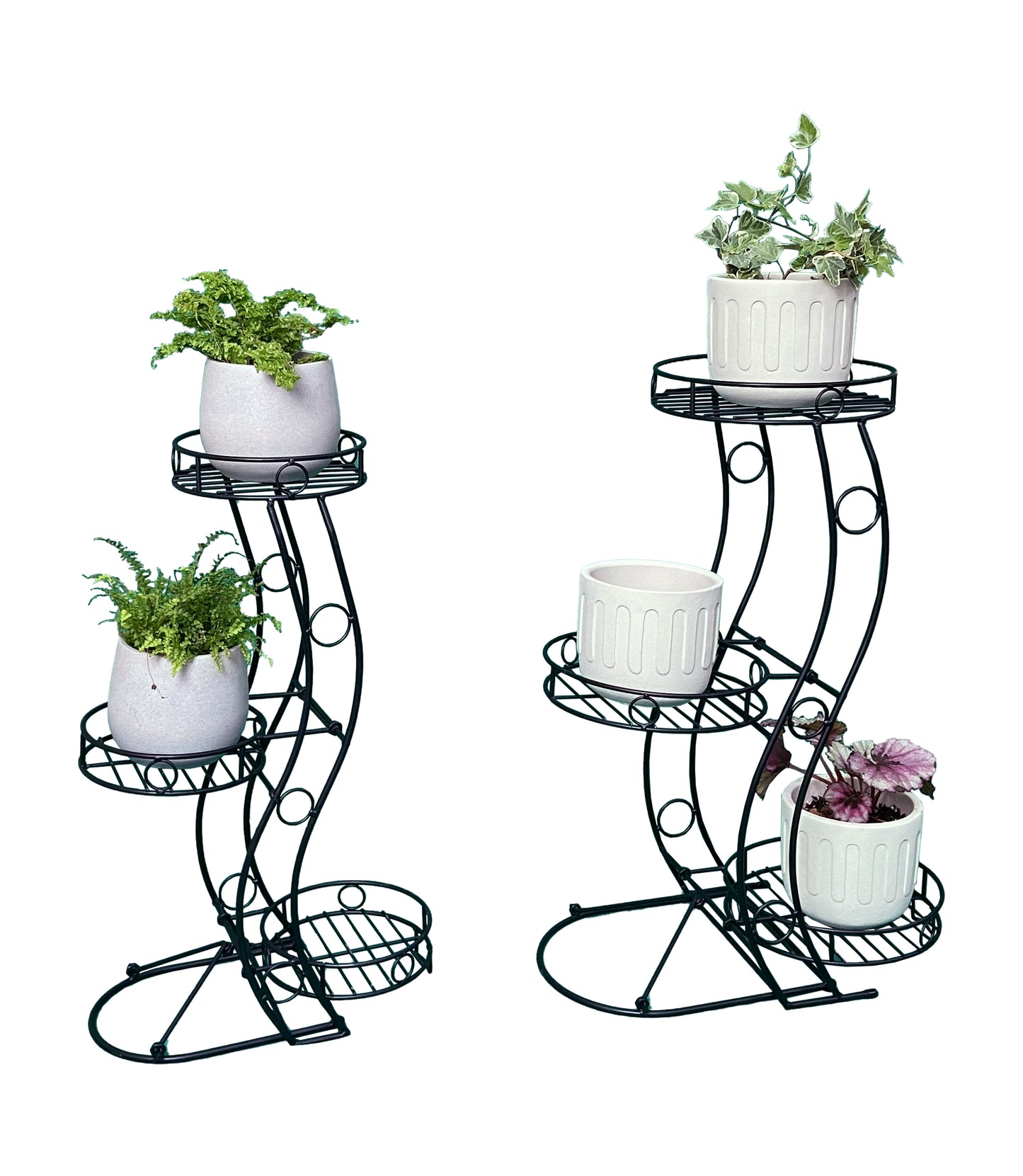 3-Tier Metal Plant Stand for Indoor & Outdoor Use (Set of 2)