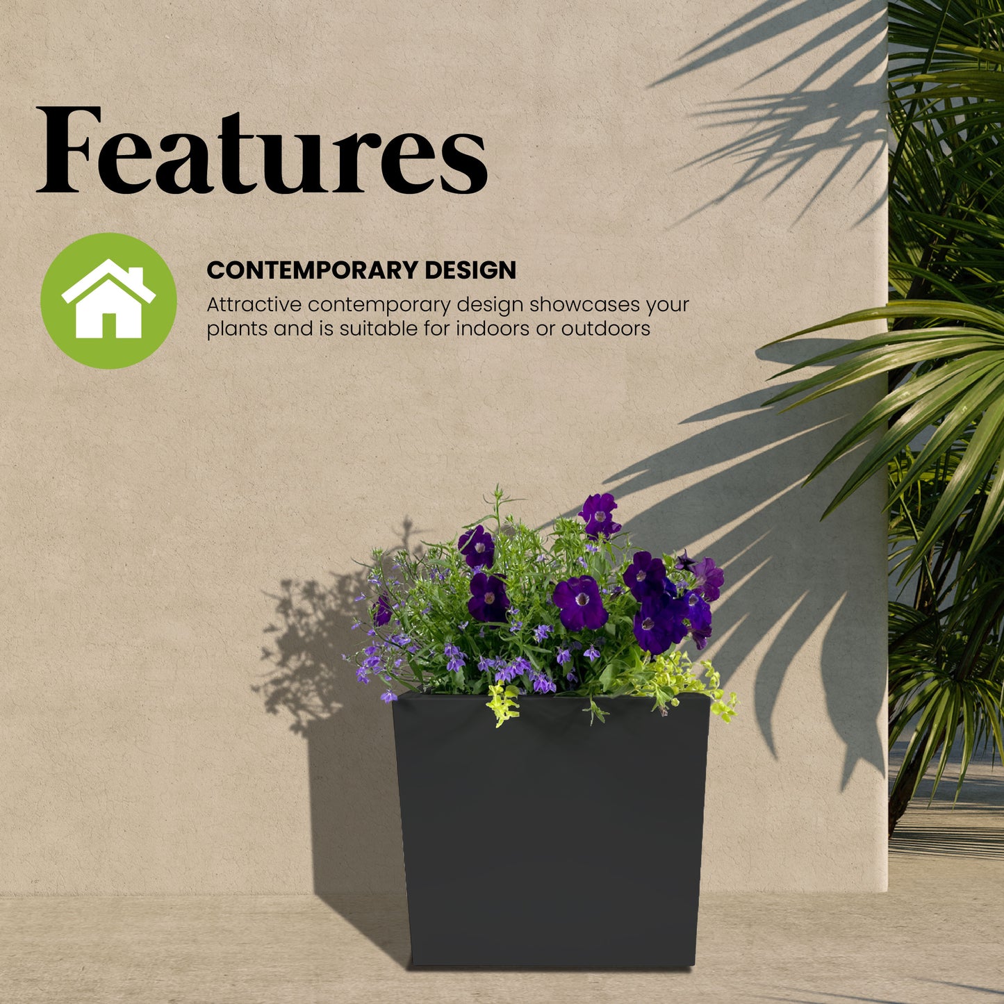 Cocoyard Metal Cube Planter, Black