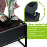 Modern Metal Planter Box, Low, Black