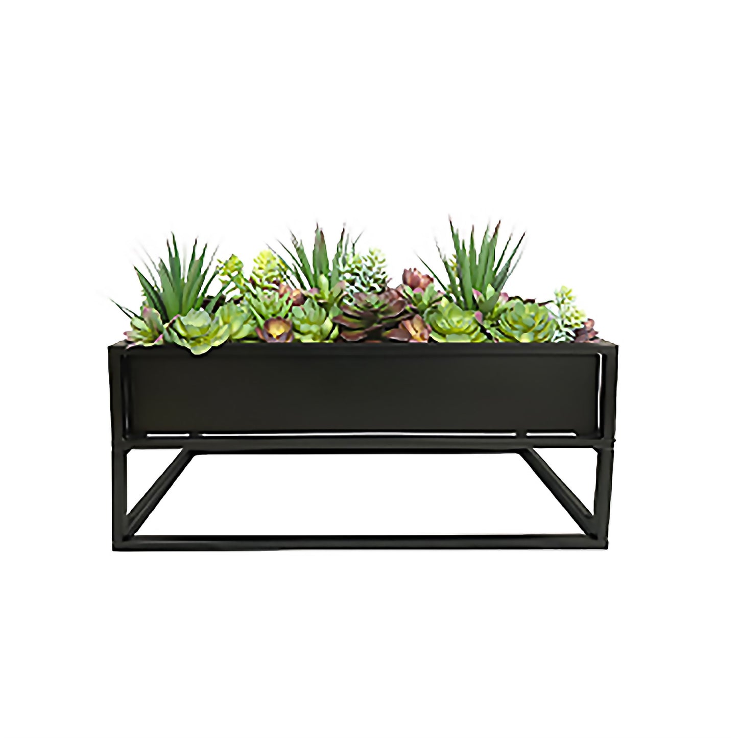 Black Metal Planter Box with Stand – Modern Elevated Indoor/Outdoor Planter for Succulents, Herbs & Flowers