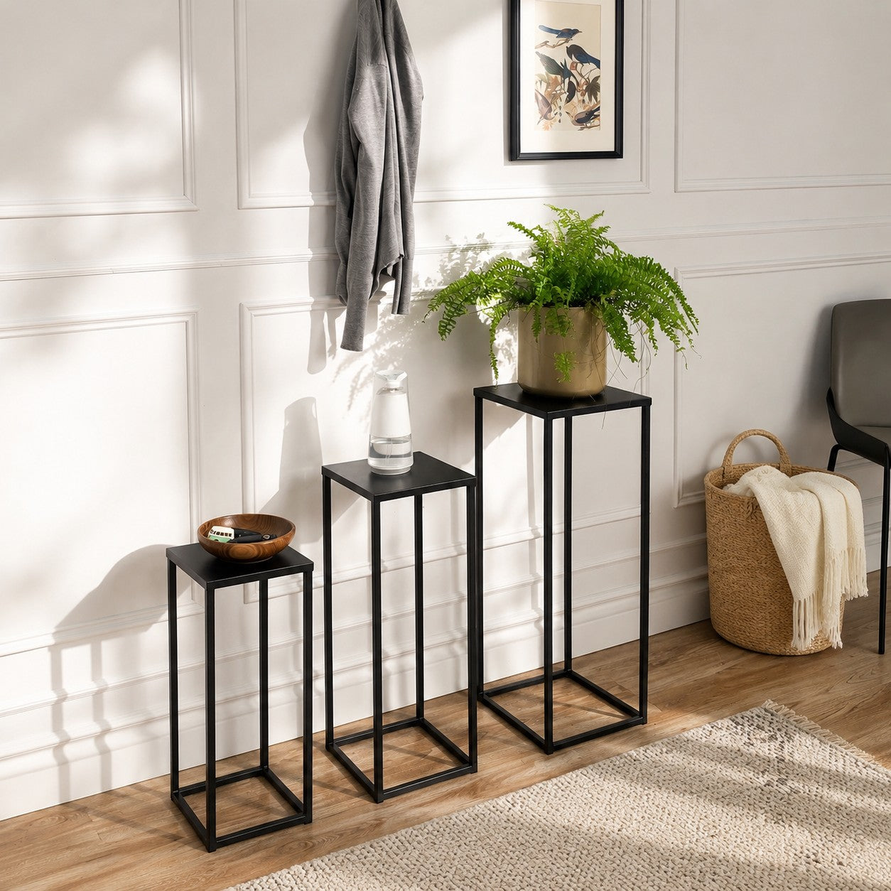 Black Metal Nesting Plant Stands – Modern Display Pedestal Set of 3
