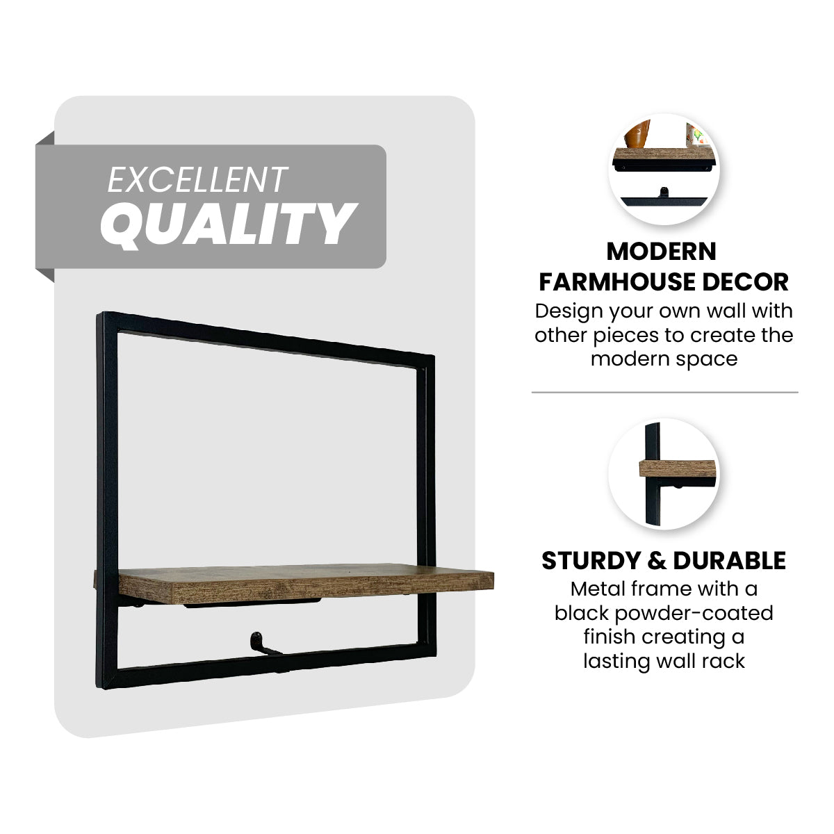 Zuma Black Floating Shelf 13.8"W x 4.9"D x 11.2"H, Set of 2