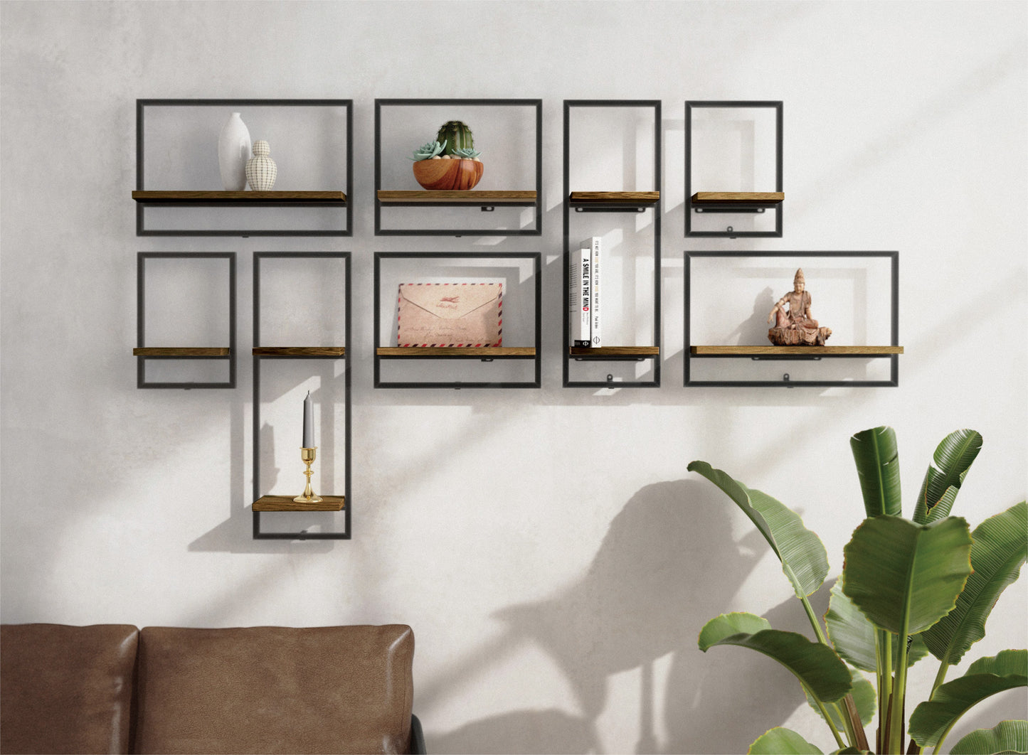 Zuma Black Floating Shelf 13.8"W x 4.9"D x 11.2"H, Set of 2