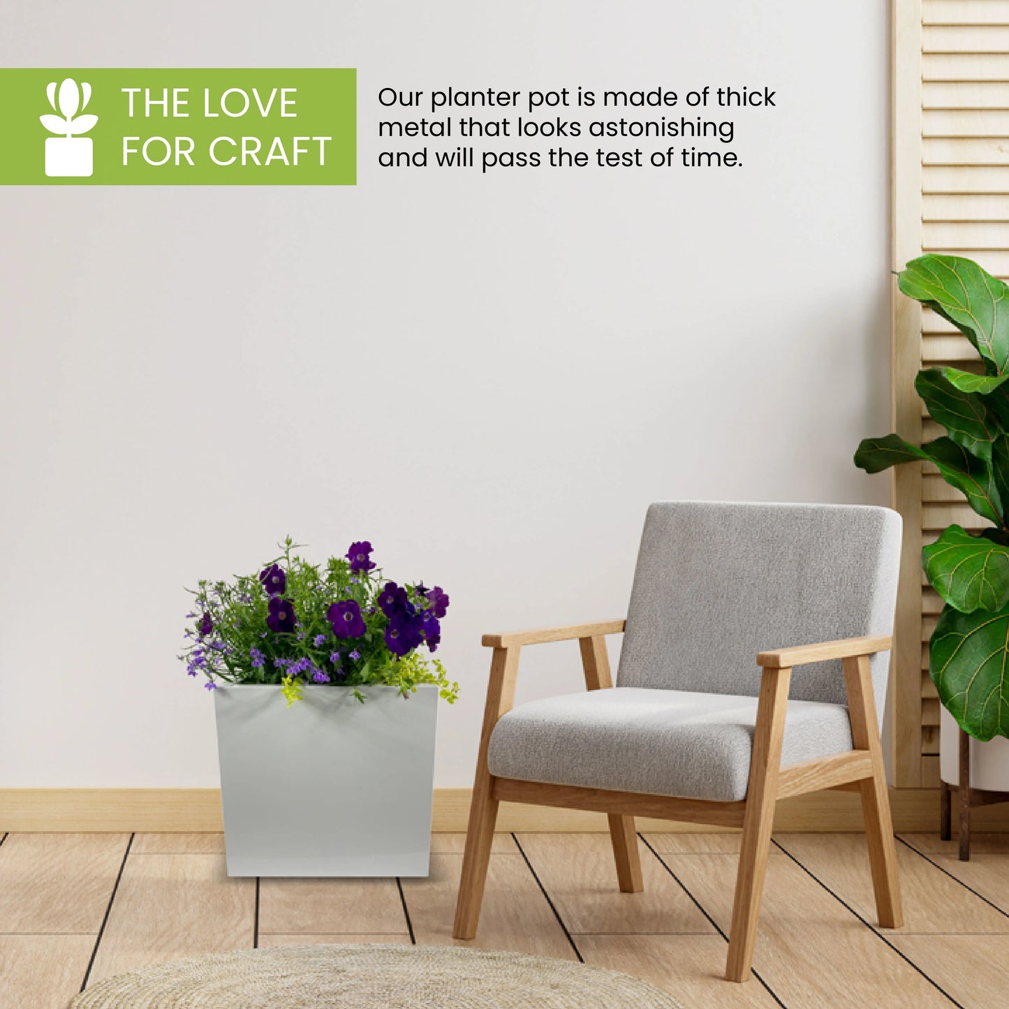 Cocoyard Metal Cube Planter, White