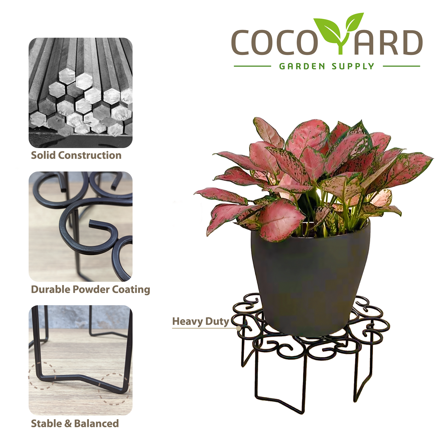 13.5-Inch x 5.9-Inch H Heavy Duty Metal Plant Stand, Set of 2