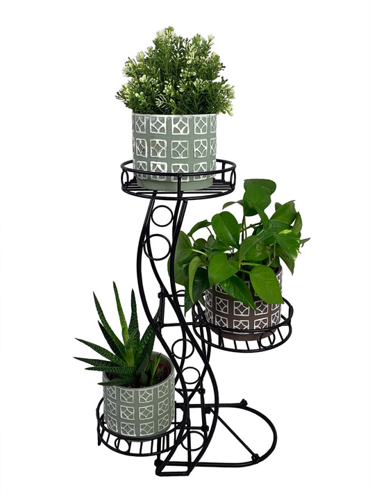 No-Assembly Space-Saving Metal Plant Stand, Indoor & Outdoor Plant Holder, Small