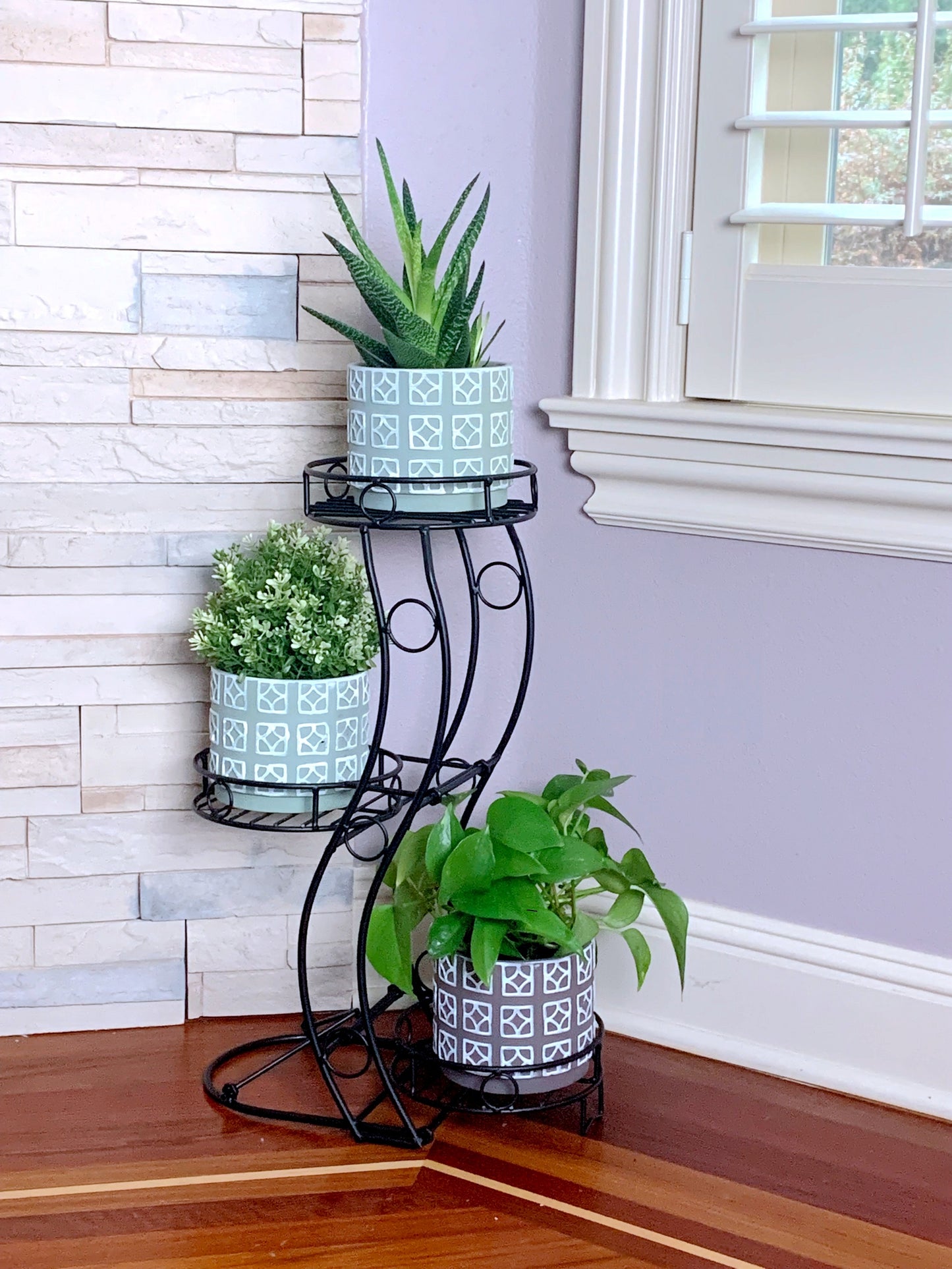 3-Tier Metal Plant Stand for Indoor & Outdoor Use (Set of 2)