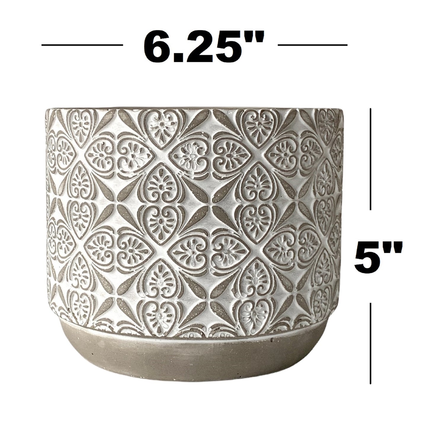 6 Inches Cement Planter Pot Including Drainage Hole, Gray