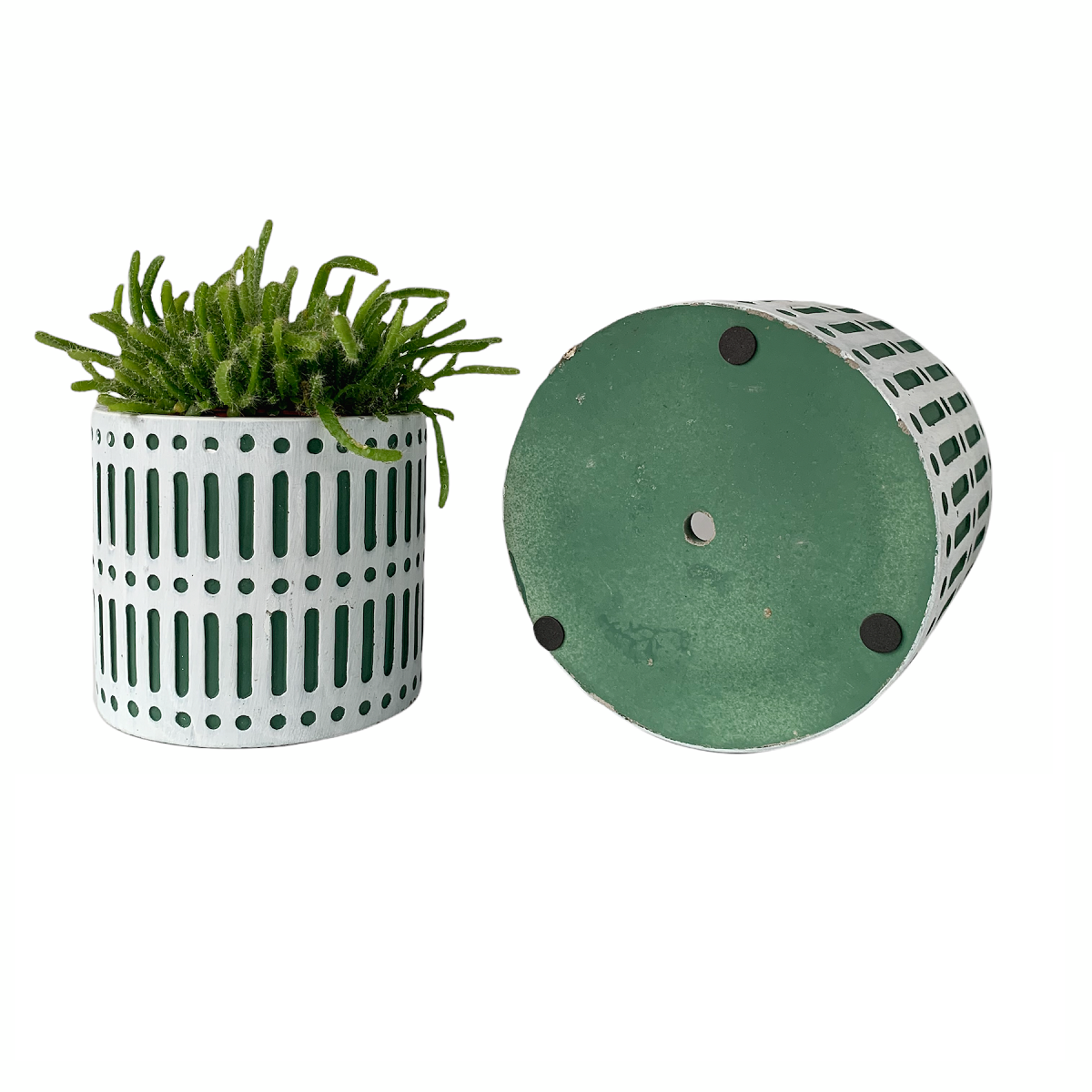 Set of 2 Cement Planter Pots Including Drainage Holes