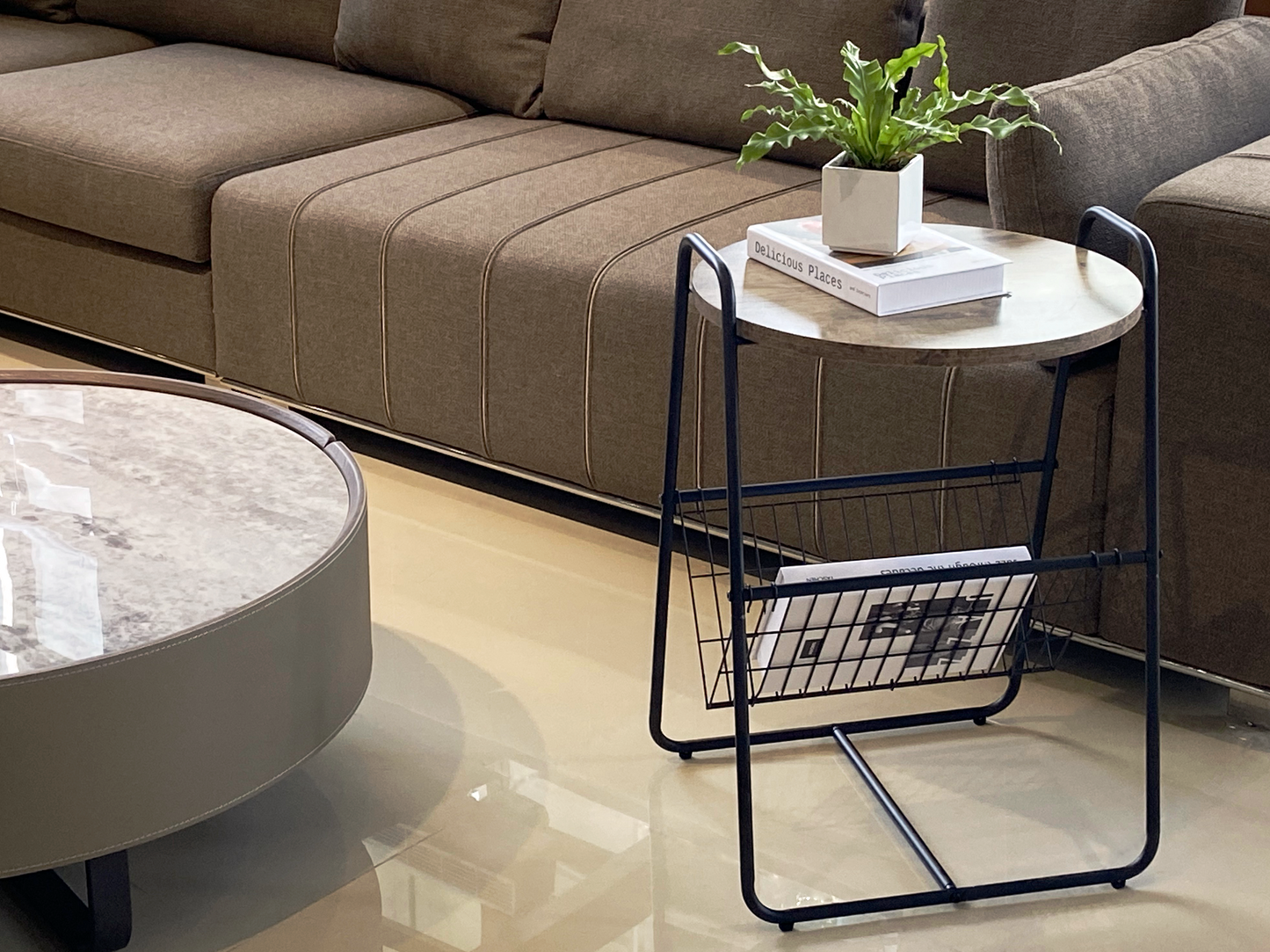 Cora 26.6'' Tall Sled End Table Black