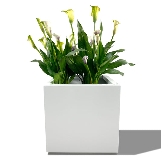 Cocoyard Metal Cube Planter, White