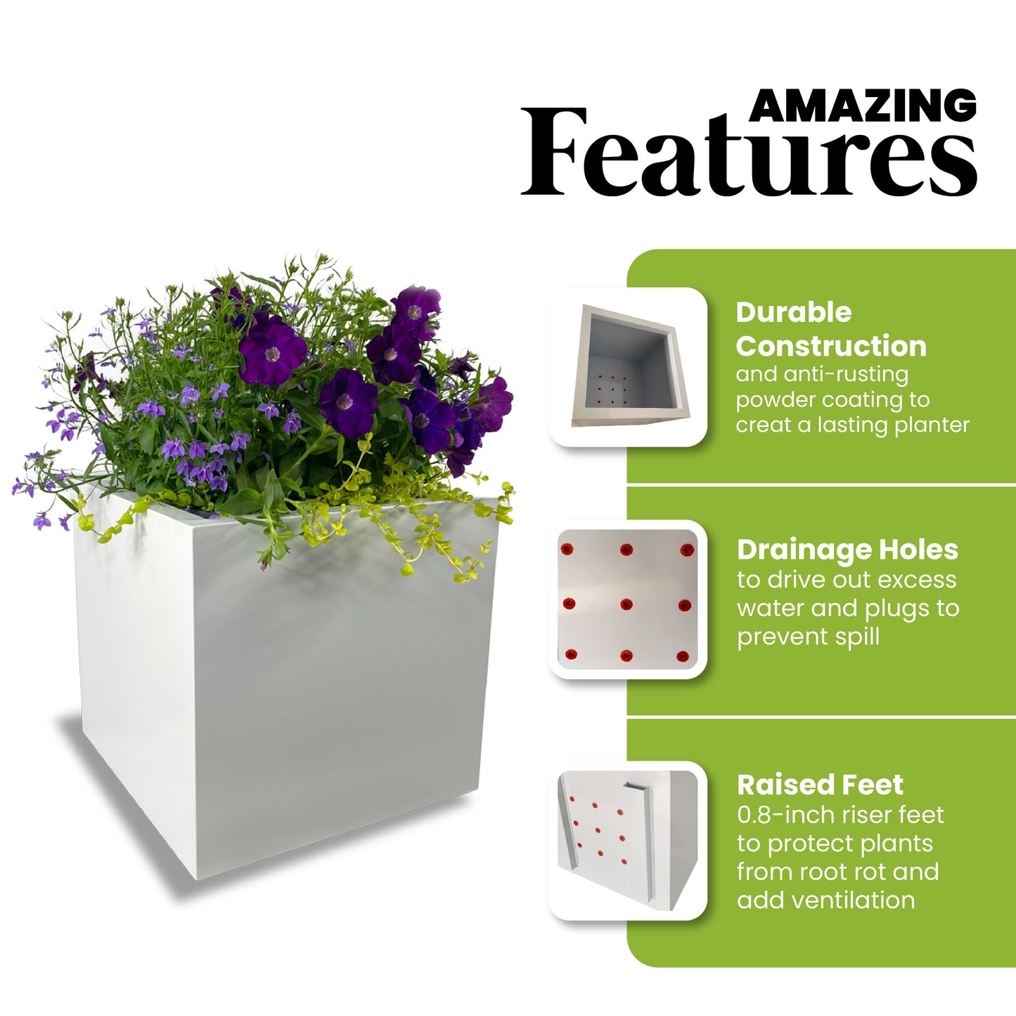 Cocoyard Metal Cube Planter, White