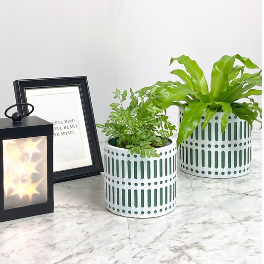 Set of 2 Cement Planter Pots Including Drainage Holes