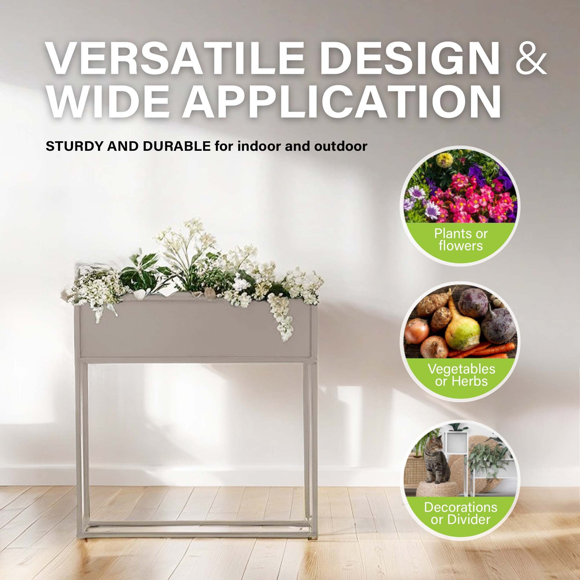 rectangle plant stand indoor Cocoyard 28 Inch Durable Raised Garden Bed, Narrow Plant Stand, Sand – Cocoyard Garden Supply
