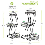 3-Tier Collapsible Black Metal Plant Stand. No Assembly Tools Required, Large