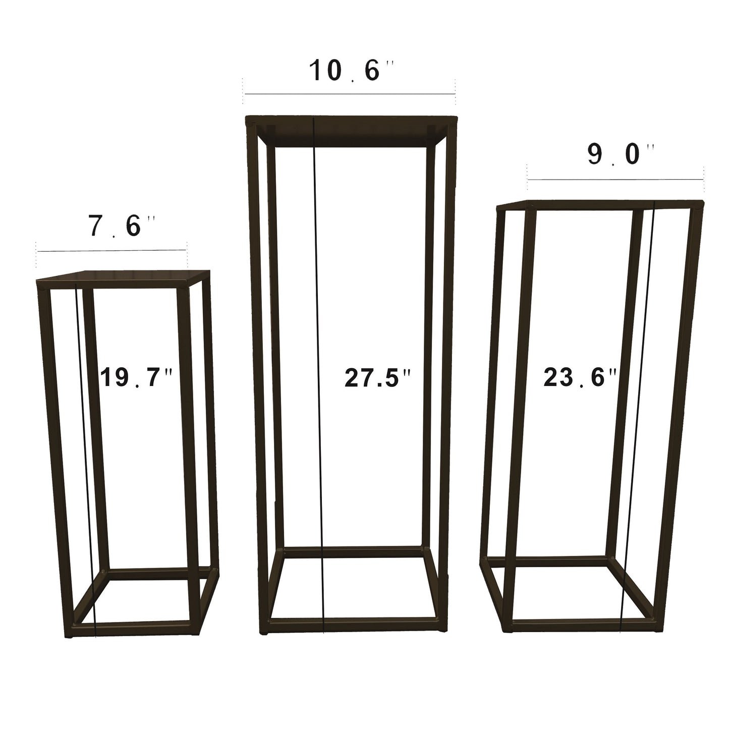 Three Nesting Metal Plant Stands, Side End Table Set, White