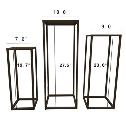 Three Nesting Metal Plant Stands, Side End Table Set, White