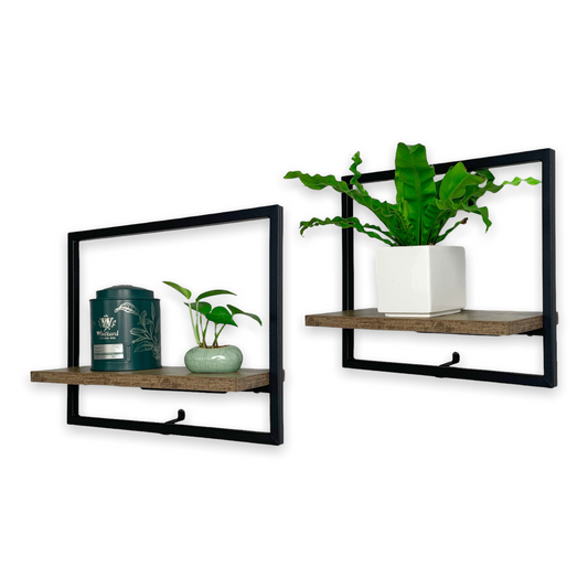 Zuma Black Floating Shelf 13.8"W x 4.9"D x 11.2"H, Set of 2