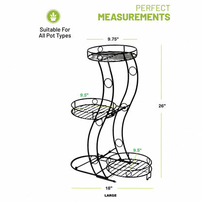 No-Assembly Space-Saving Metal Plant Stand, Indoor & Outdoor Plant Holder, Large