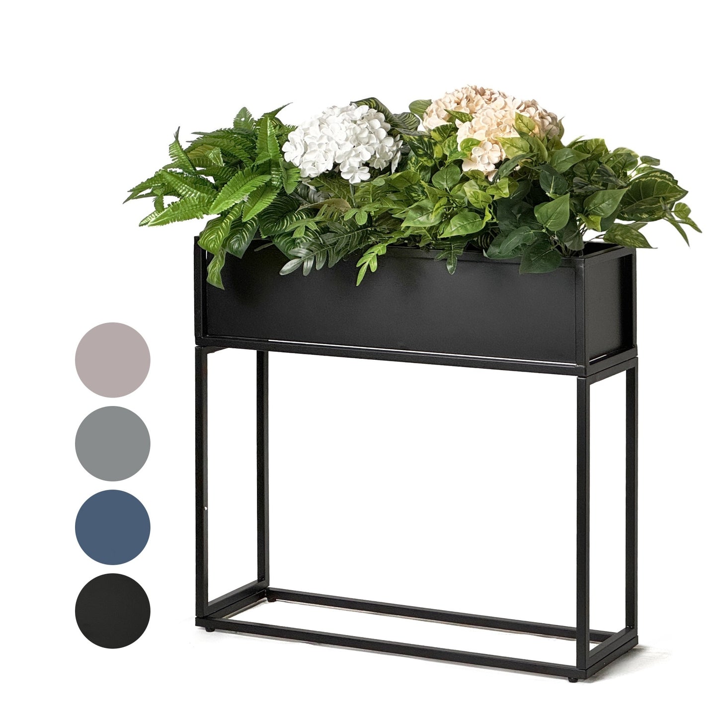 black plant pot with stand Cocoyard Elevated Planter Box - Raised Garden Bed for Herbs and Flowers - Tall Rectangular Planter for Outdoor Plants - 28" H x 28" W x 8" D