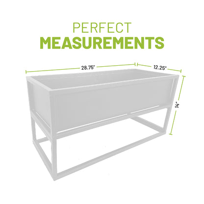 Modern Metal Planter Box, Low, Off-White