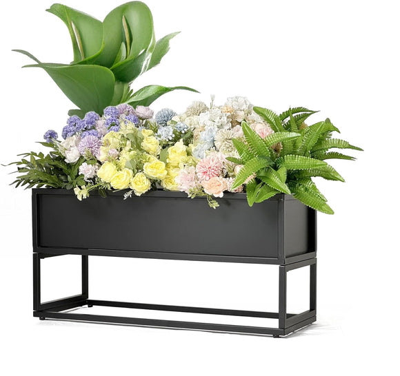 Cocoyard Modern Metal Planter Box, Black Indoor out Outdoor Plant Stand, Low