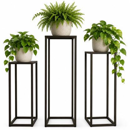 Black Metal Nesting Plant Stands – Modern Display Pedestal Set of 3