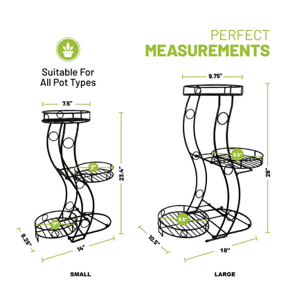No-Assembly Space-Saving Metal Plant Stand, Indoor & Outdoor Plant Holder, Small