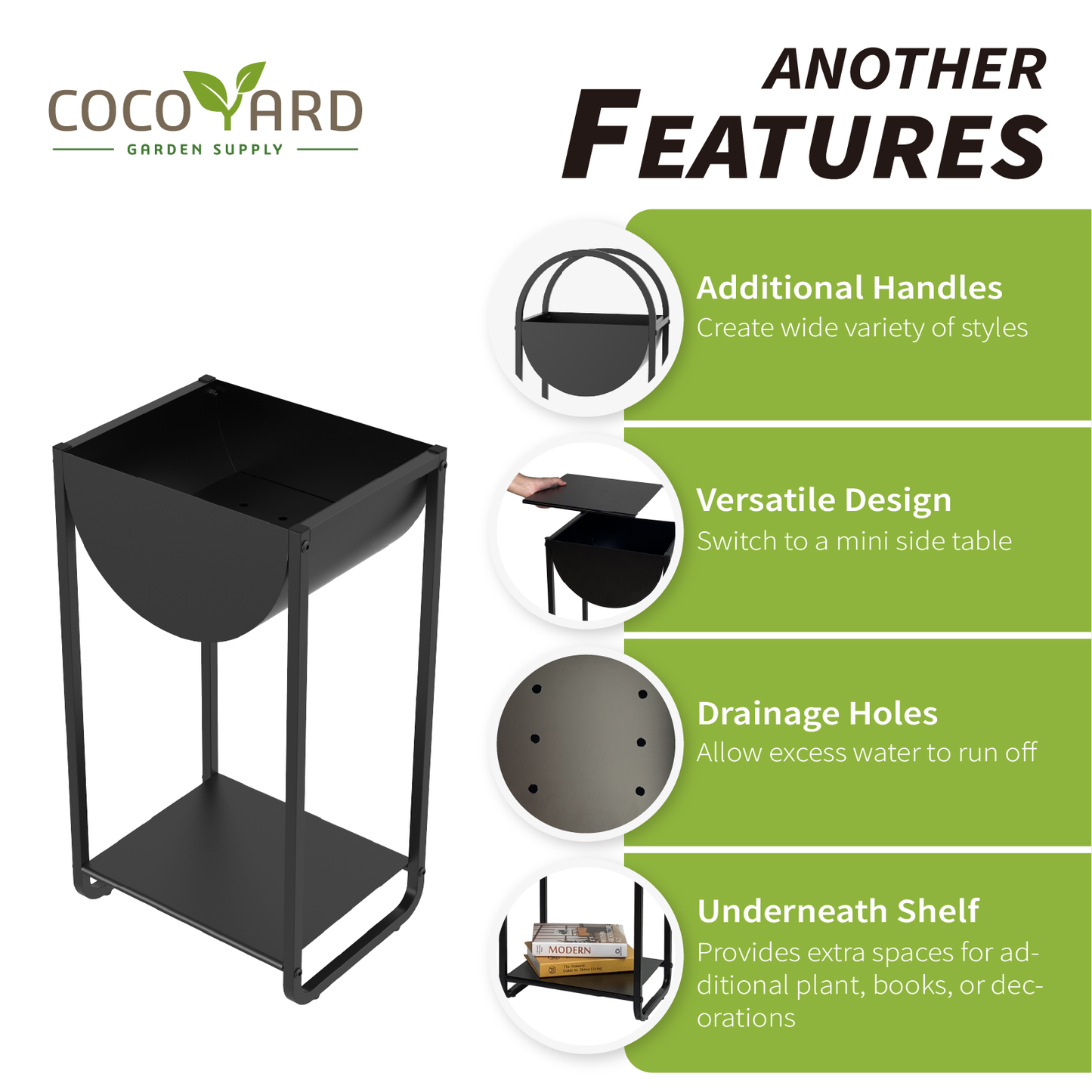 Cocoyard Modern Half Moon Shape Metal Planter, Set of 2