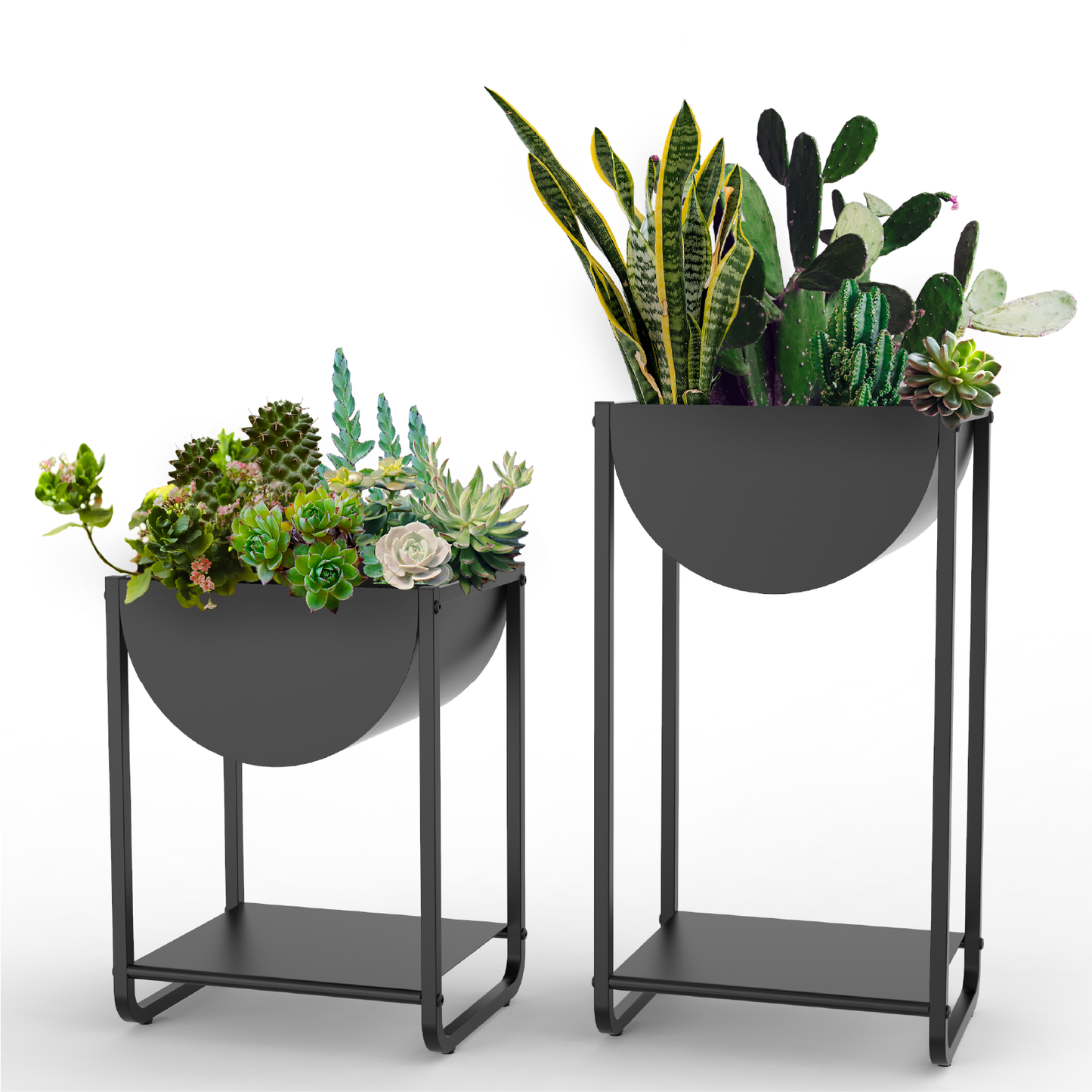 Cocoyard Modern Half Moon Shape Metal Planter, Set of 2