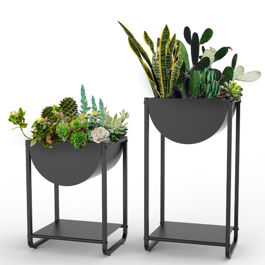 Cocoyard Modern Half Moon Shape Metal Planter, Set of 2