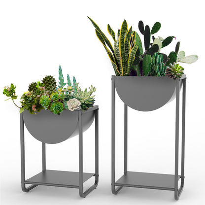 Cocoyard Modern Half Moon Shape Metal Planter, Set of 2