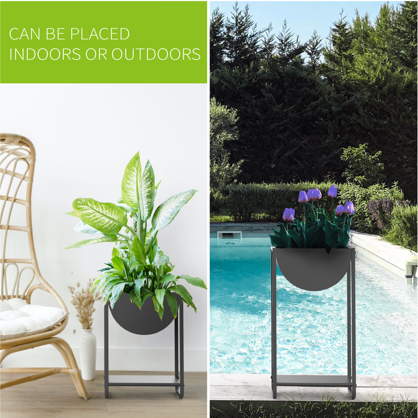 Cocoyard Modern Half Moon Shape Metal Planter, Set of 2