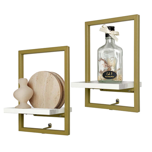 Zuma Gold Floating Shelf, 8.1"W x 4.9"D x 11.2"H, Set of 2