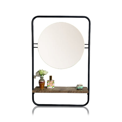 Alice Accent Mirror with Shelf, Black