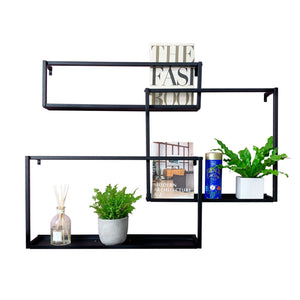 3 Tier Modern Floating Wall Shelf, Black