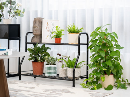 2-Tier Metal Plant Stand – Practical and Adjustable Height Plant Stand – Ideal for Indoor or Outdoor