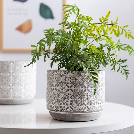 6 Inches Cement Planter Pot Including Drainage Hole, Gray