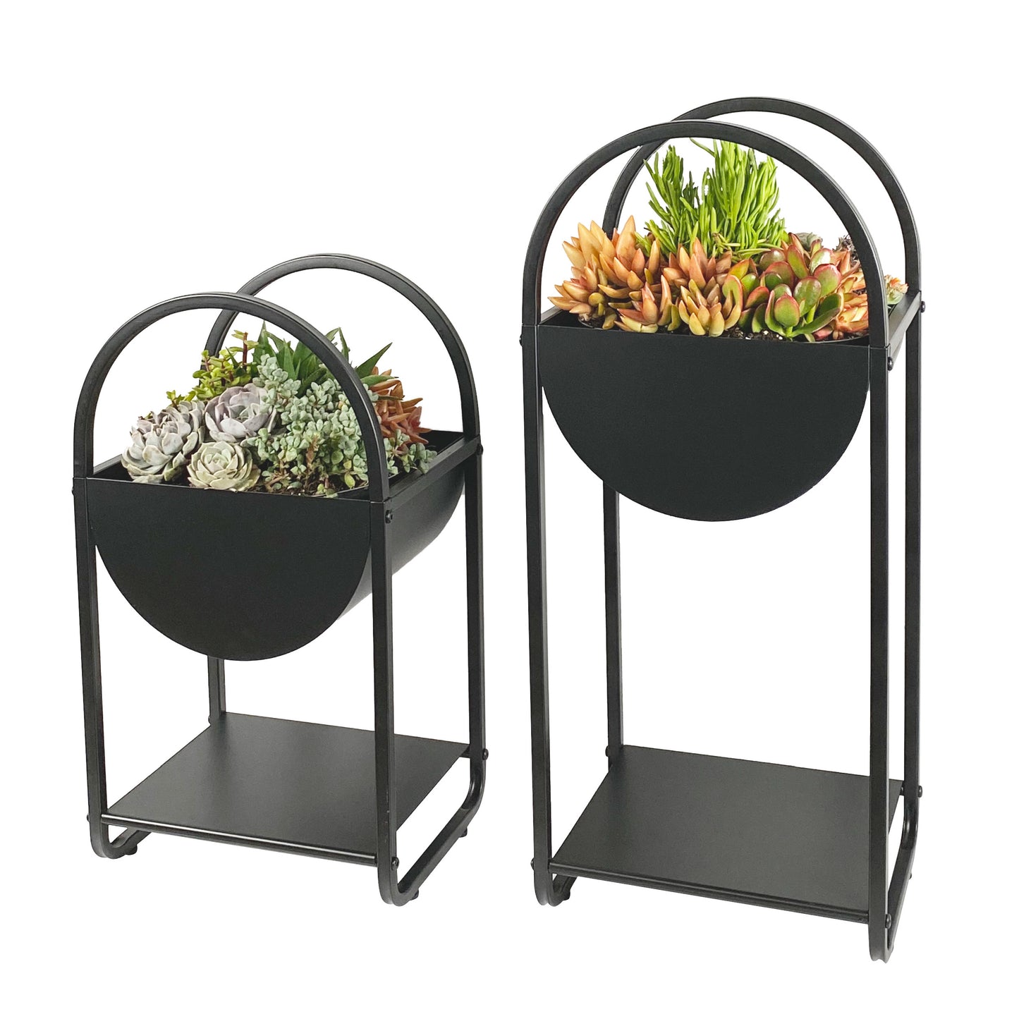 Cocoyard Modern Half Moon Shape Metal Planter, Set of 2
